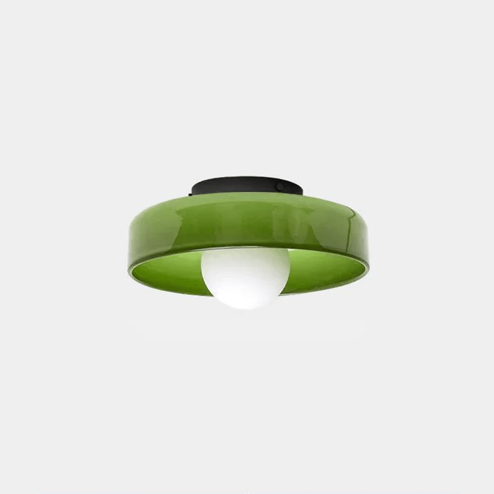 SUENTA Moderne Runde LED-Plafondlampe mit Dimmfunktion – Glas und Metall Grün