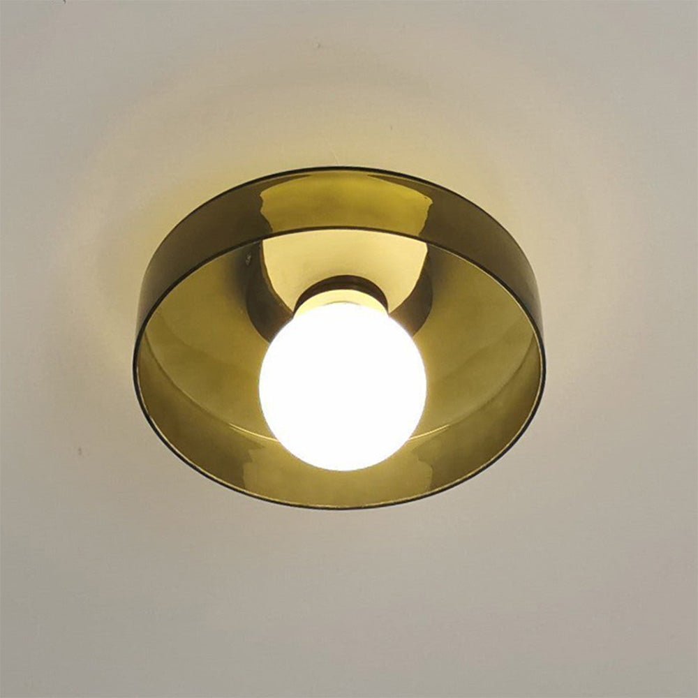 SUENTA Moderne Runde LED-Plafondlampe mit Dimmfunktion – Glas und Metall Olivegrün