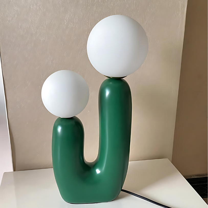 SUENTA Moderne Tischlampe 40 cm in Grün, Pink und Weiß – Kugelschirm Tischleuchte Grün
