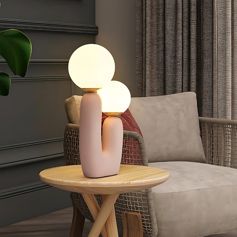 SUENTA Moderne Tischlampe 40 cm in Grün, Pink und Weiß – Kugelschirm Tischleuchte