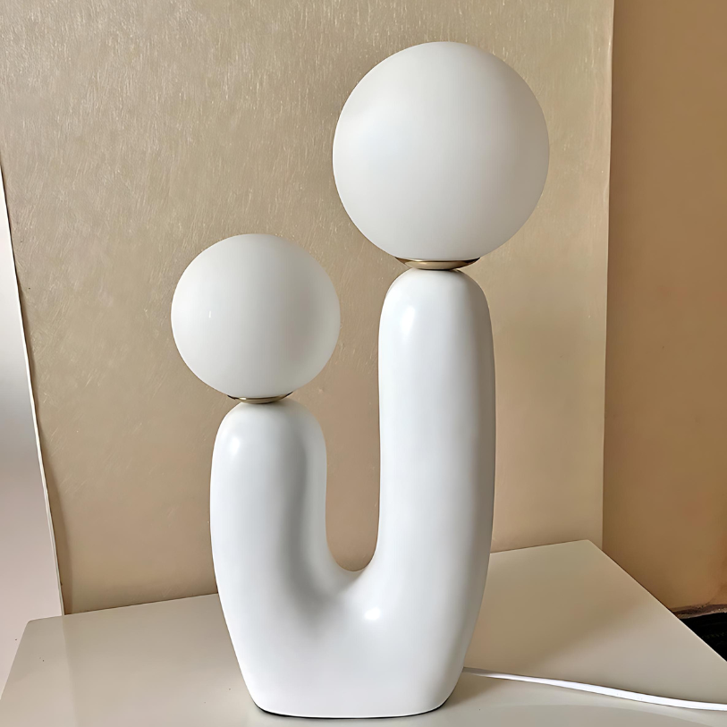 SUENTA Moderne Tischlampe 40 cm in Grün, Pink und Weiß – Kugelschirm Tischleuchte Weiß