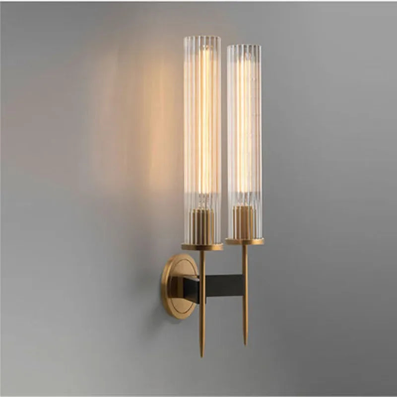 SUENTA Moderne Wandlampe mit Geribbeltem Glas und Kupfer-Oberfläche