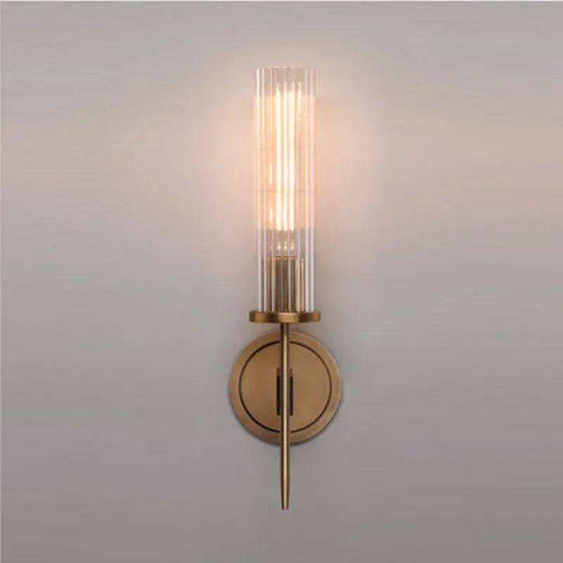 SUENTA Moderne Wandlampe mit Geribbeltem Glas und Kupfer-Oberfläche