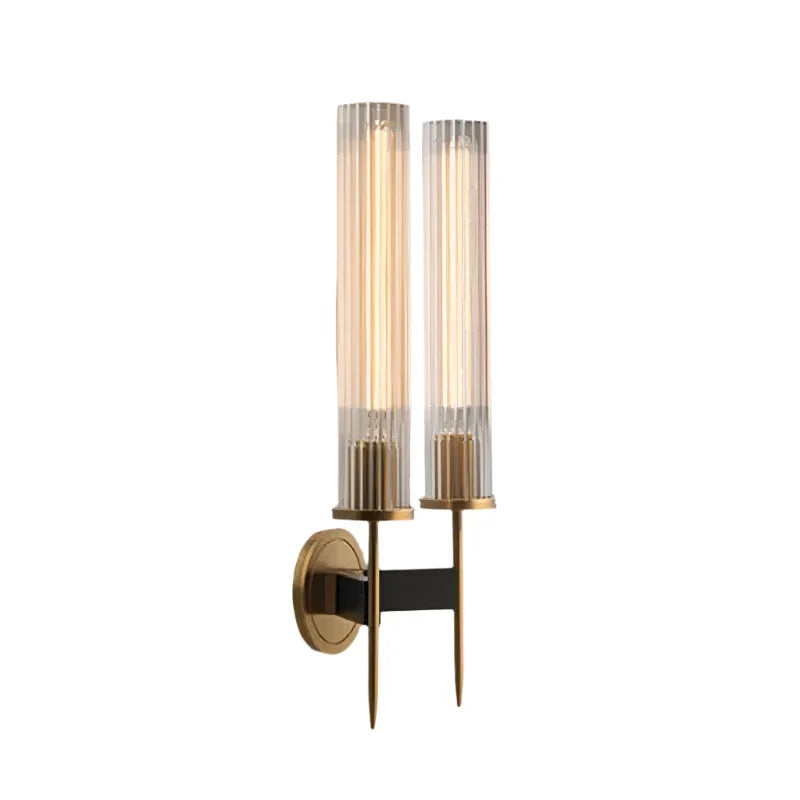 SUENTA Moderne Wandlampe mit Geribbeltem Glas und Kupfer-Oberfläche 2 lichts wandlamp