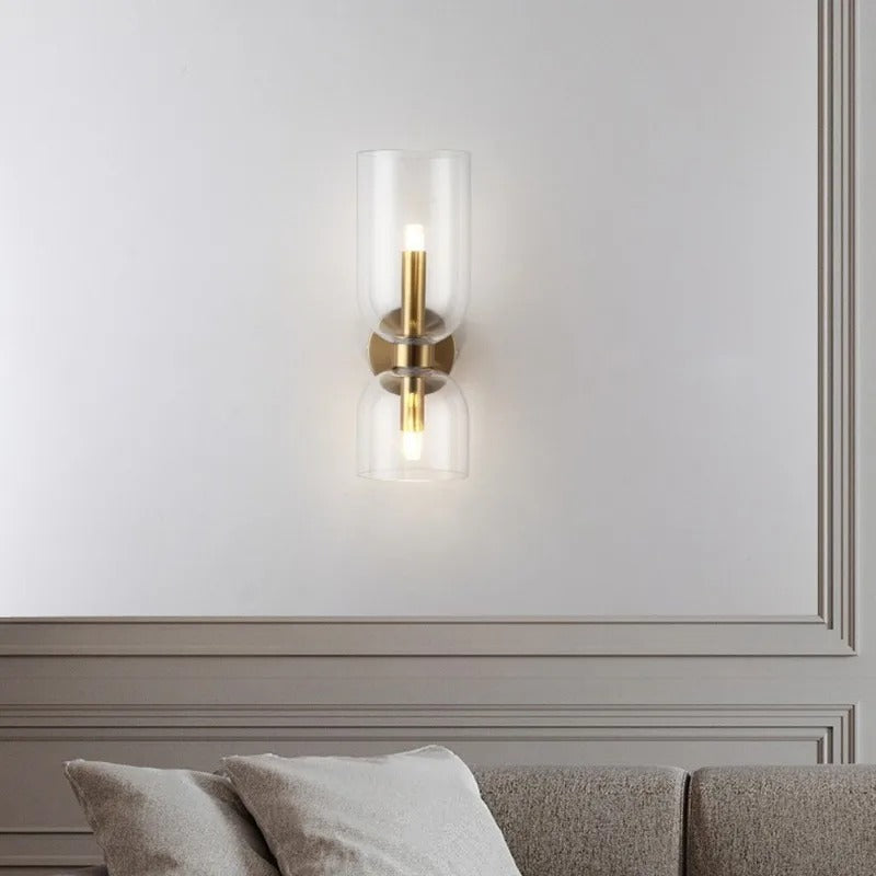 SUENTA Moderne Wandleuchte Mit Zwei Glasschirmen Und LED Warmweiß Klar