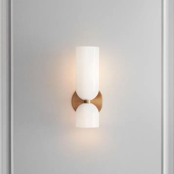 SUENTA Moderne Wandleuchte Mit Zwei Glasschirmen Und LED Warmweiß Weiß