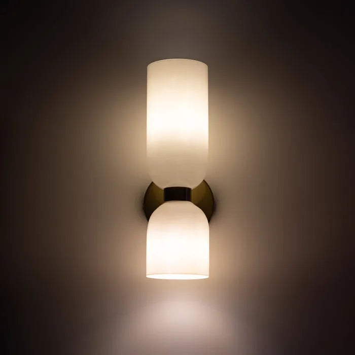 SUENTA Moderne Wandleuchte Mit Zwei Glasschirmen Und LED Warmweiß