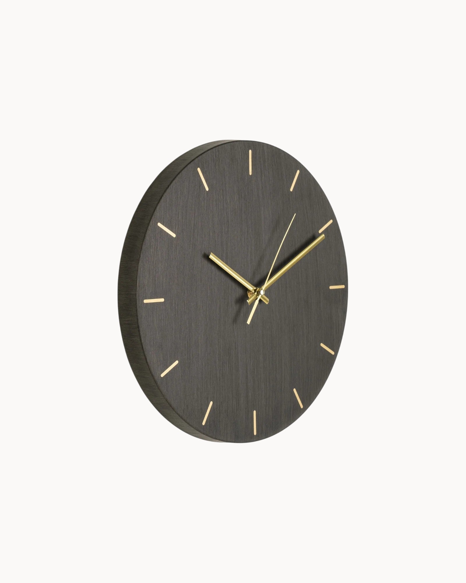 SUENTA Moderne Wanduhr aus Stahl und Metall mit Goldakzenten Ø30 cm