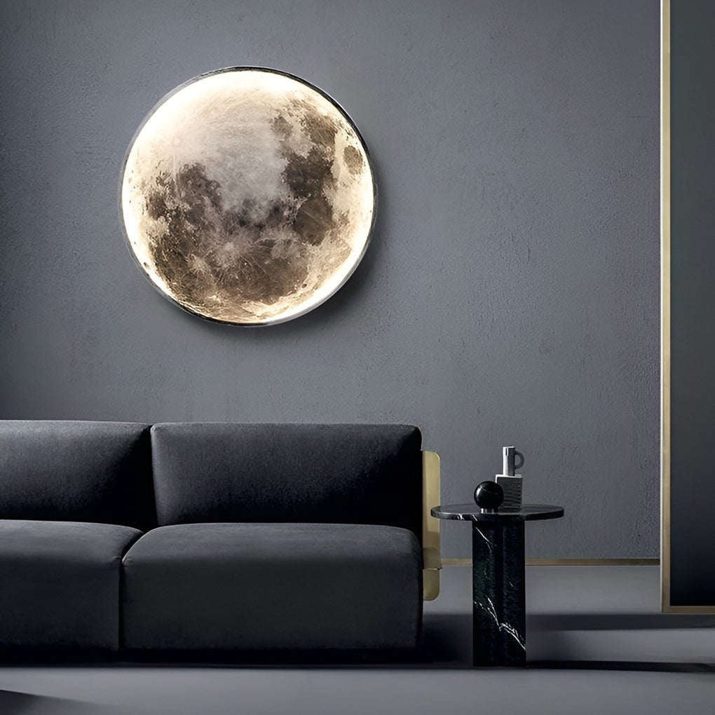 SUENTA Mond Wandlampe Led Wandkunst Für Schlafzimmer Stimmung 59 cm 3-Stufen-Dimmung