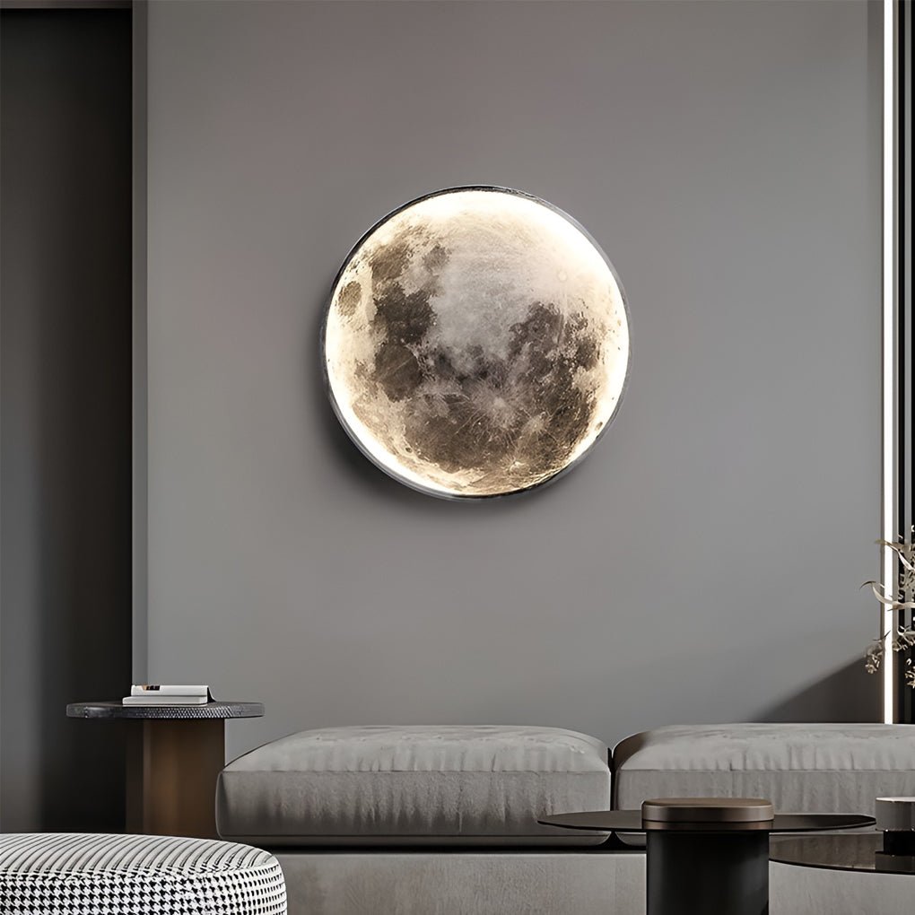 SUENTA Mond Wandlampe Led Wandkunst Für Schlafzimmer Stimmung 23 cm 3-Stufen-Dimmung