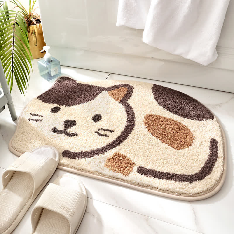SUENTA Niedlicher Katzen-Badevorleger für Sicheres Badezimmer-Upgrade Beige 45cm x 65cm