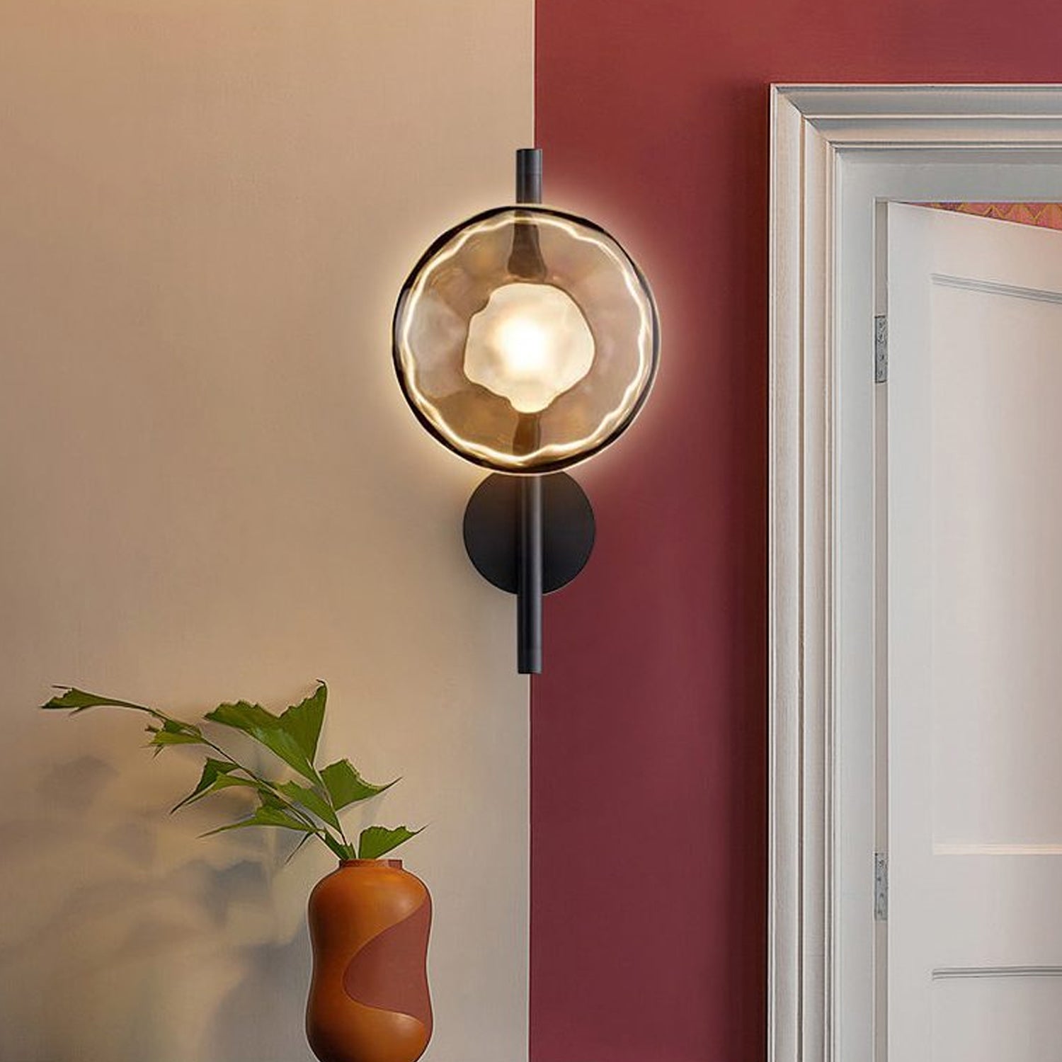 SUENTA Nordic Ceto Wandlampe aus Glas mit LED – Elegantes Design, 20 cm