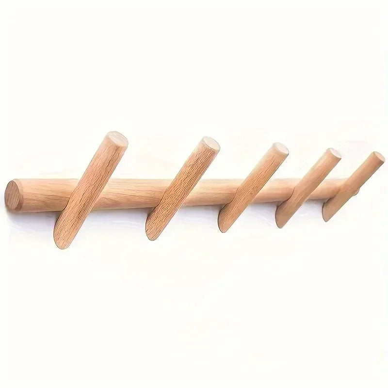 SUENTA Nordic Holz-Wandgarderobe mit 4 oder 5 Haken – Stilvolle Hakenleiste