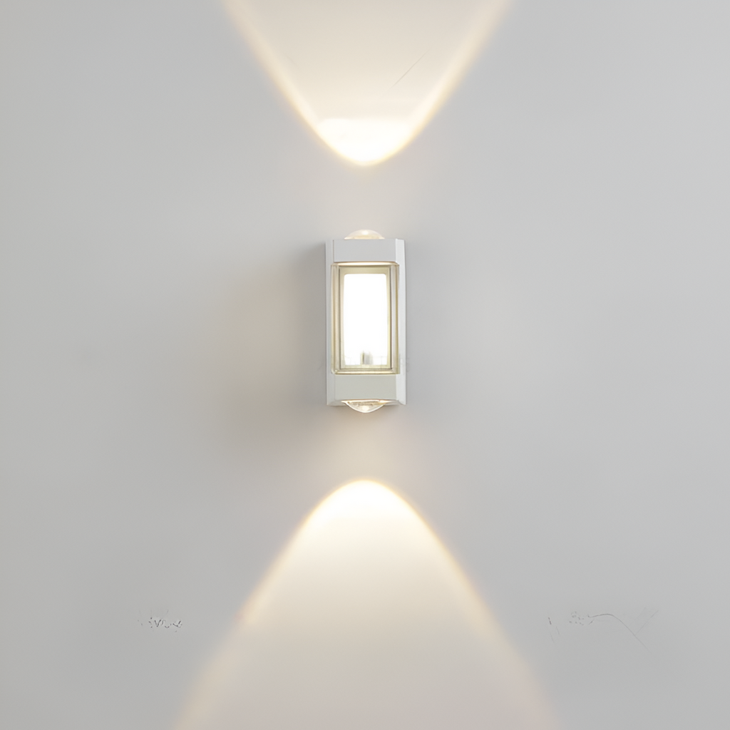 SUENTA Nordic Up Down Außenwandleuchte IP65 – Wasserdicht, Modern, LED 9.5cm Weiß Quadratisch