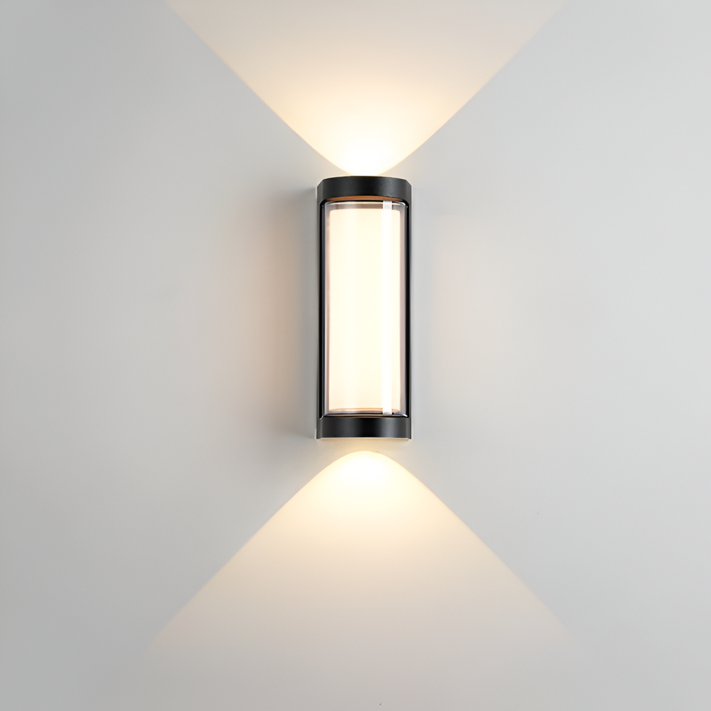 SUENTA Nordic Up Down Außenwandleuchte IP65 – Wasserdicht, Modern, LED 27cm Schwarz Chrom