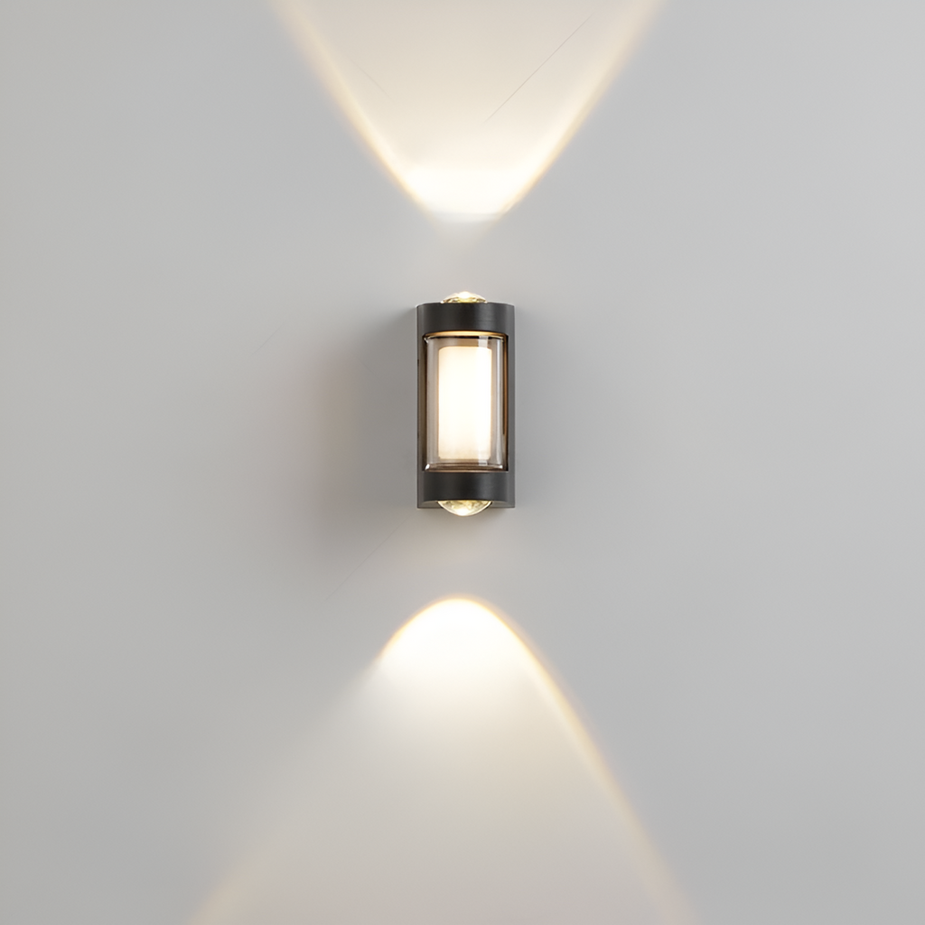 SUENTA Nordic Up Down Außenwandleuchte IP65 – Wasserdicht, Modern, LED 9.5cm Schwarz Chrom