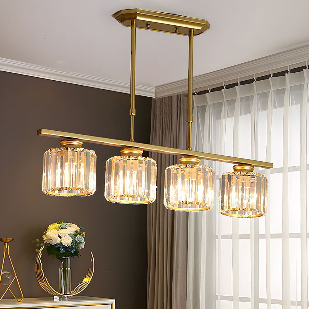 SUENTA Nordische Multihead Insel Pendelleuchte Mit Langem Glas Gold Rund 4 Lampen D80*H70CM