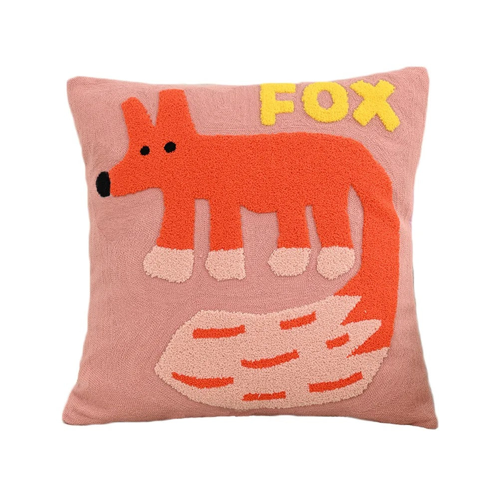 SUENTA Nordischer Kissenbezug 45x45 cm Mit Tierstickerei Für Sofa Fuchs
