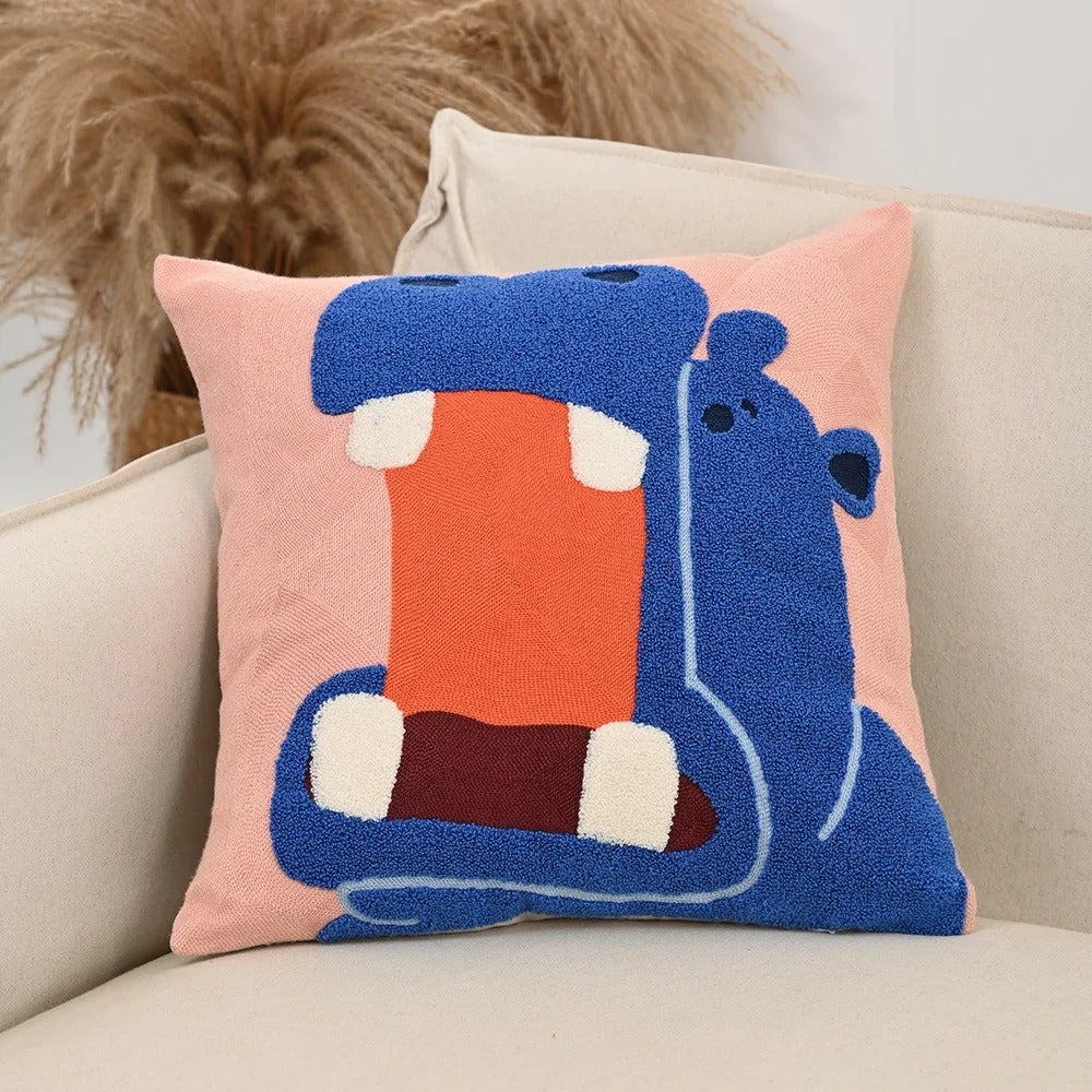 SUENTA Nordischer Kissenbezug 45x45 cm Mit Tierstickerei Für Sofa