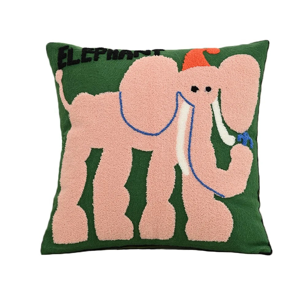SUENTA Nordischer Kissenbezug 45x45 cm Mit Tierstickerei Für Sofa Elefant