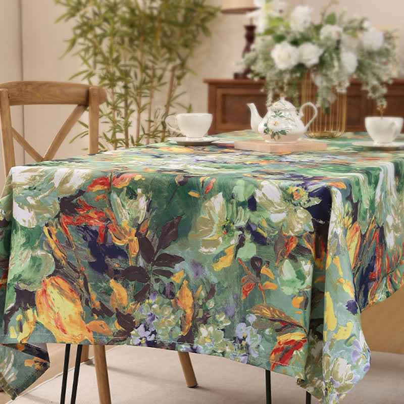 SUENTA Ölgemälde Tischdecke Vintage Für Esszimmer Filigrane Blumen