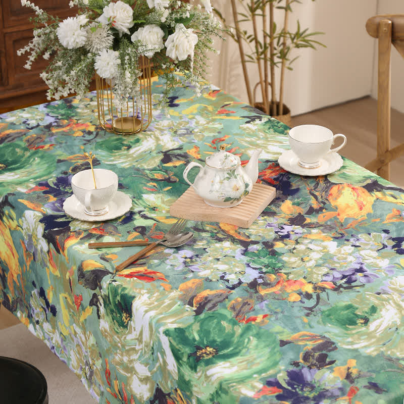 SUENTA Ölgemälde Tischdecke Vintage Für Esszimmer Filigrane Blumen