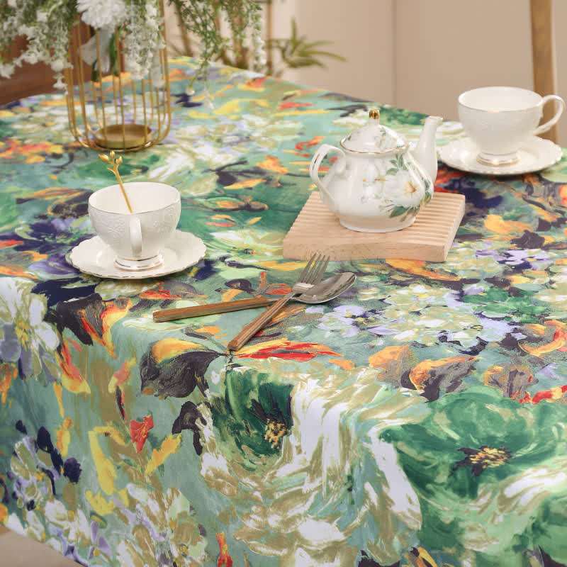 SUENTA Ölgemälde Tischdecke Vintage Für Esszimmer Filigrane Blumen