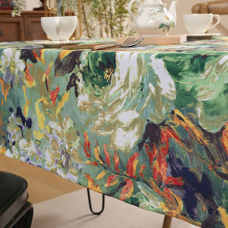 SUENTA Ölgemälde Tischdecke Vintage Für Esszimmer Filigrane Blumen