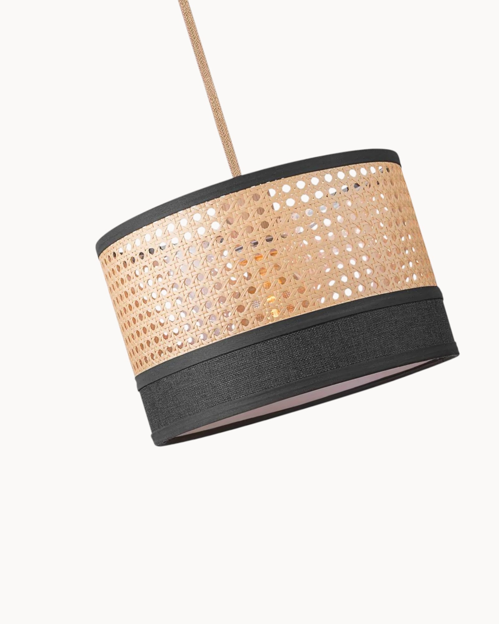 SUENTA Pendelleuchte Rattan Schokolade Höhenverstellbar 30 cm für Esszimmer