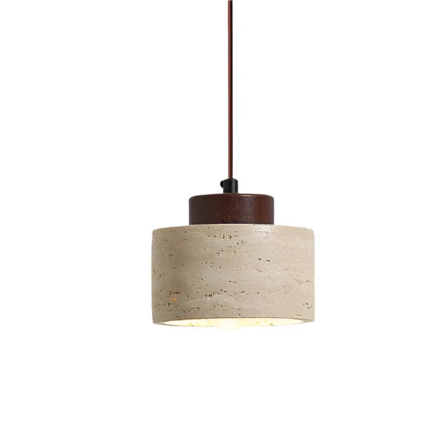 SUENTA Pendelleuchte aus Travertin mit nordischem Design – 12cm Durchmesser Walnuss 10cm