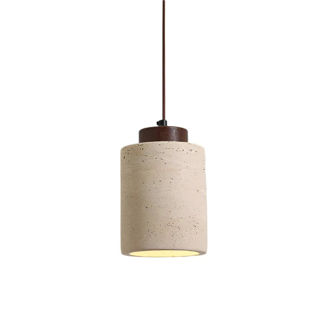 SUENTA Pendelleuchte aus Travertin mit nordischem Design – 12cm Durchmesser Walnuss 16.5cm
