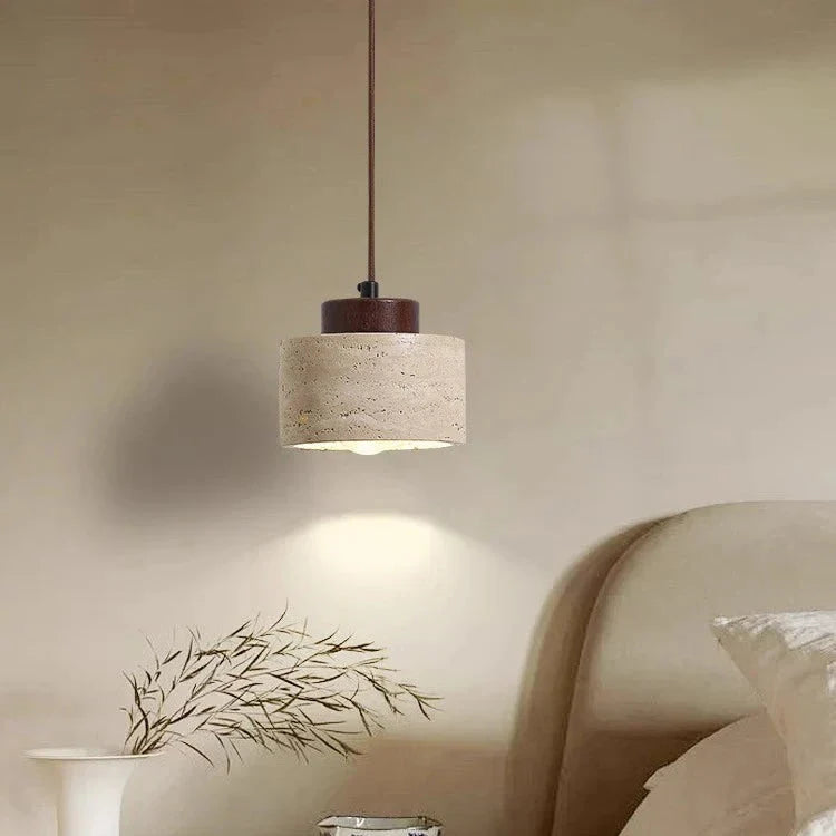 SUENTA Pendelleuchte aus Travertin mit nordischem Design – 12cm Durchmesser