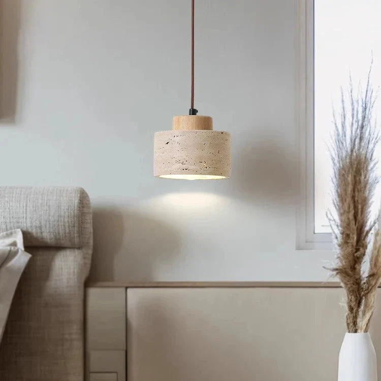 SUENTA Pendelleuchte aus Travertin mit nordischem Design – 12cm Durchmesser