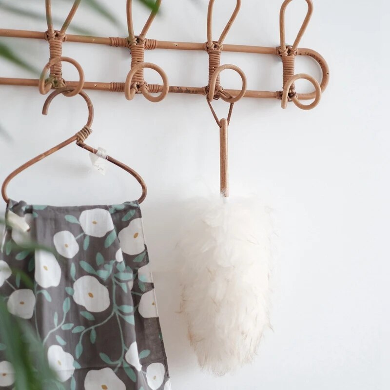 SUENTA Rattan Wandhaken für die Wand – Rustikale Hakenleiste 3/5 Haken