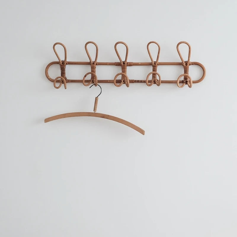 SUENTA Rattan Wandhaken für die Wand – Rustikale Hakenleiste 3/5 Haken