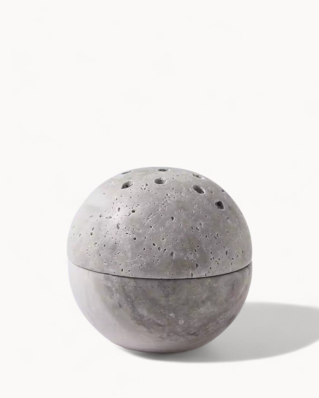 SUENTA Räuchergefäß Beige Travertin Handgefertigt Naturstein 10 cm Grau