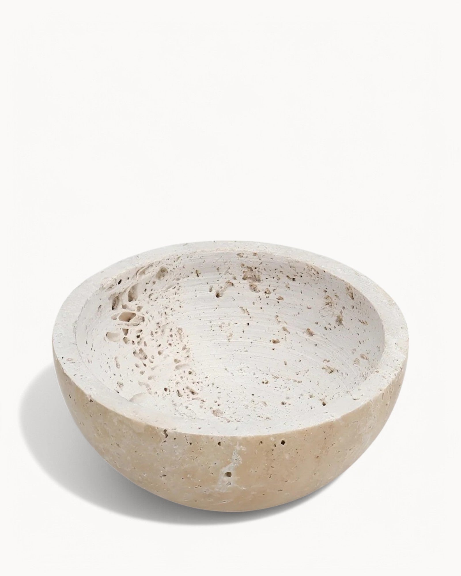 SUENTA Räuchergefäß Beige Travertin Handgefertigt Naturstein 10 cm Halbbeige