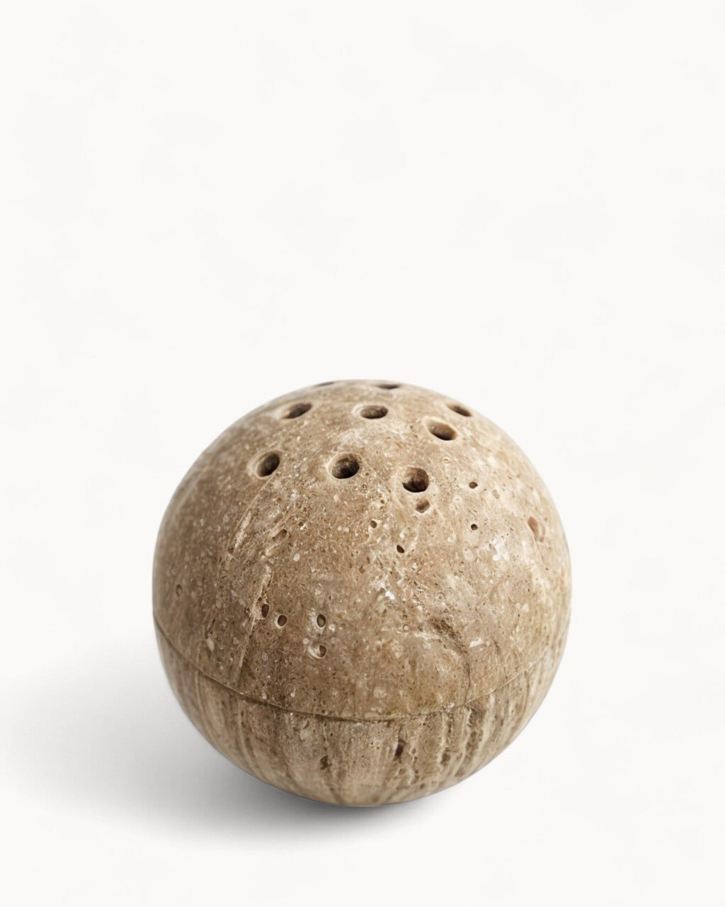 SUENTA Räuchergefäß Beige Travertin Handgefertigt Naturstein 10 cm Beige