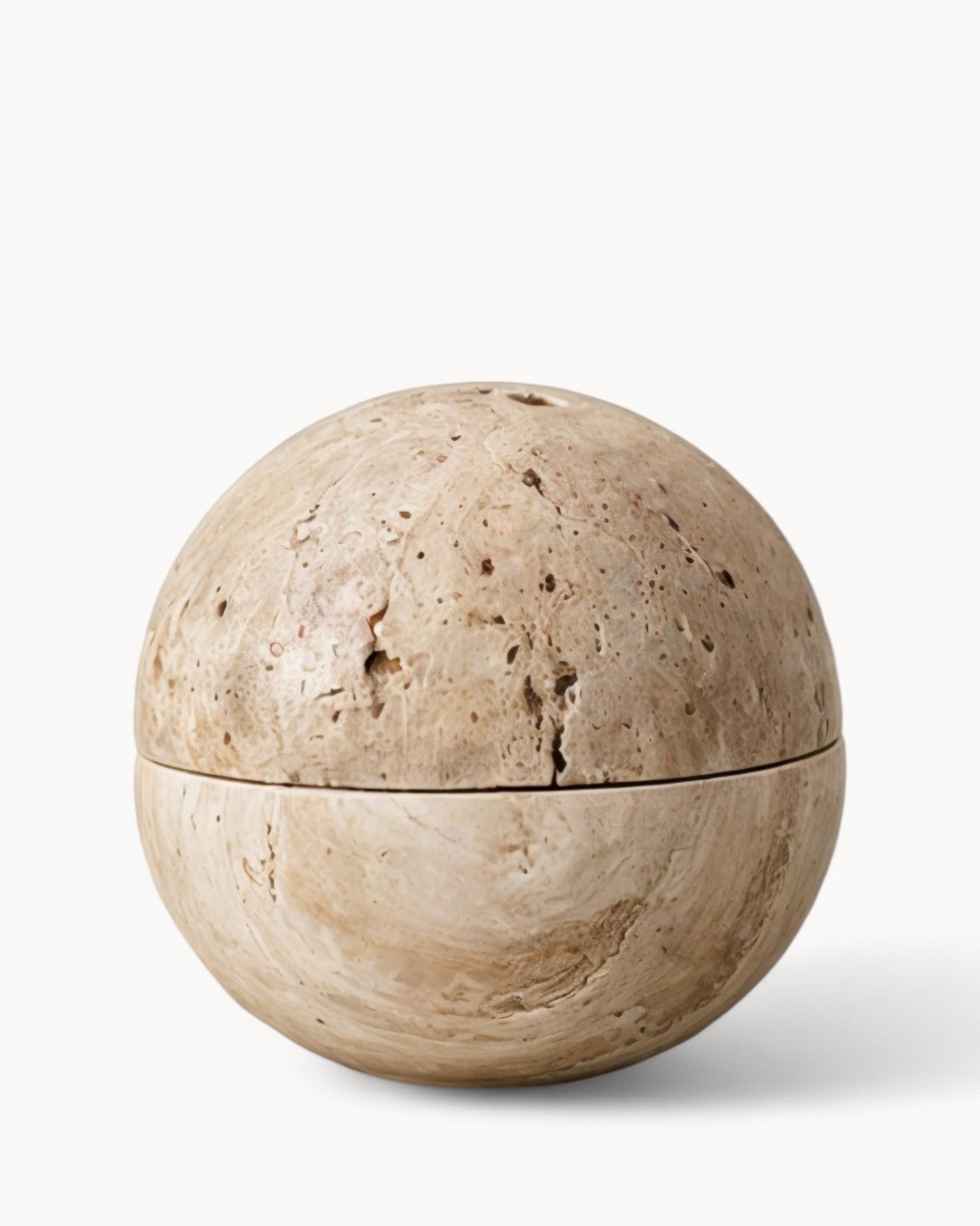 SUENTA Räuchergefäß Beige Travertin Handgefertigt Naturstein 10 cm