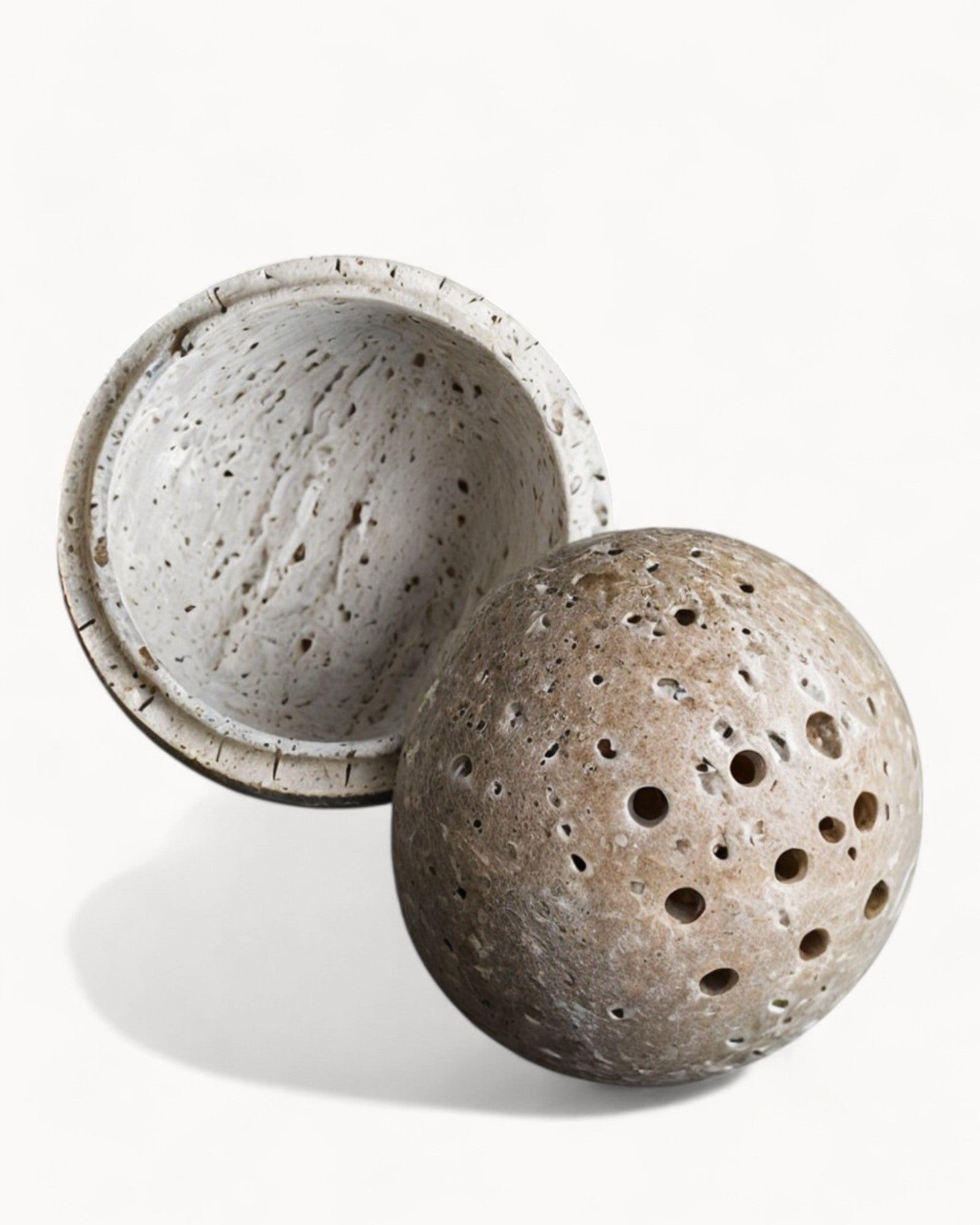 SUENTA Räuchergefäß Beige Travertin Handgefertigt Naturstein 10 cm