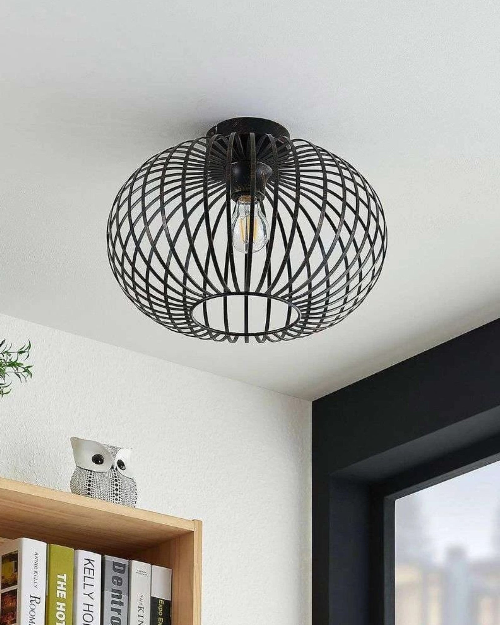 SUENTA Retro Deckenleuchte Schwarz-Gold, 30 cm für Wohnzimmer und Schlafzimmer