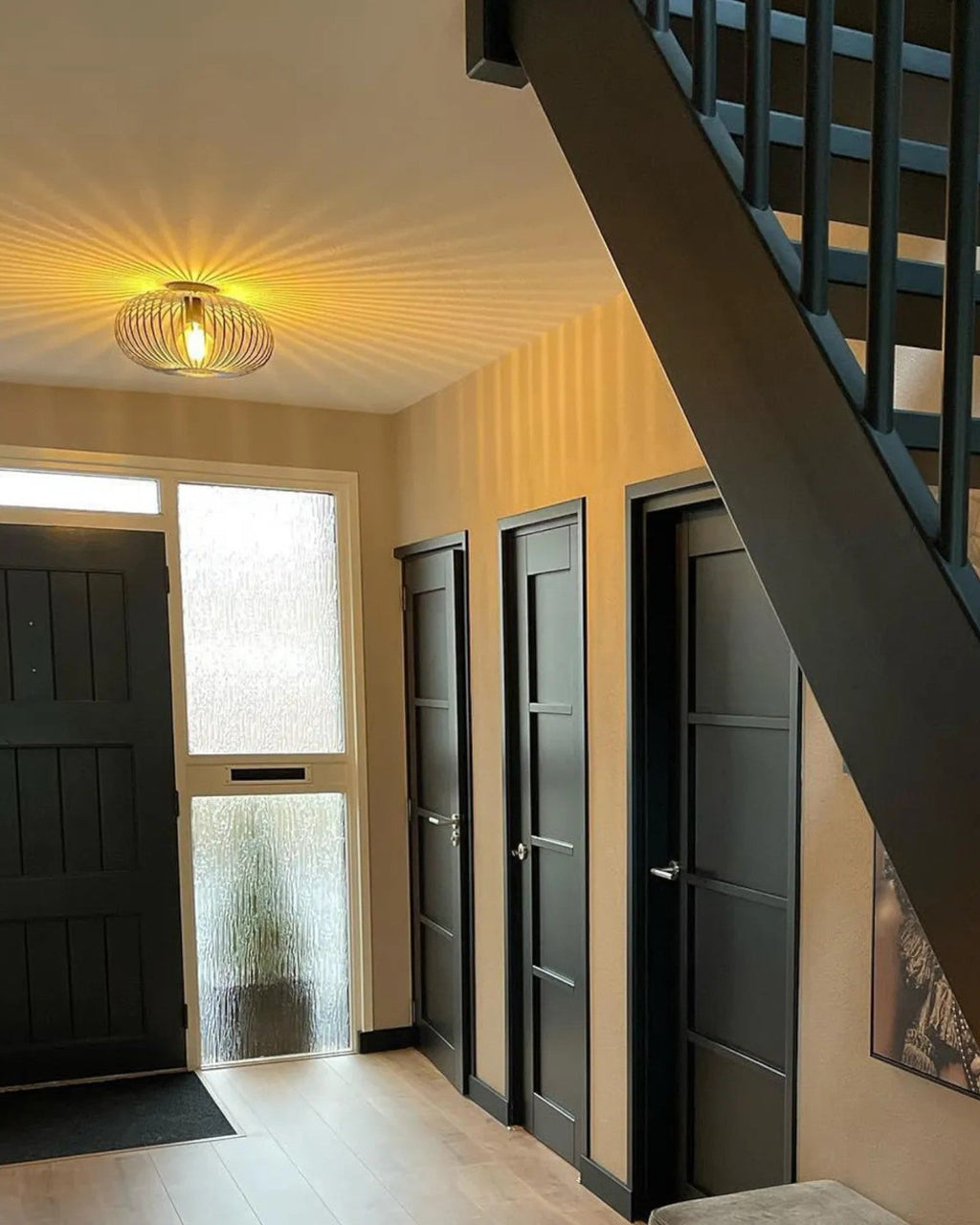 SUENTA Retro Deckenleuchte Schwarz-Gold, 30 cm für Wohnzimmer und Schlafzimmer