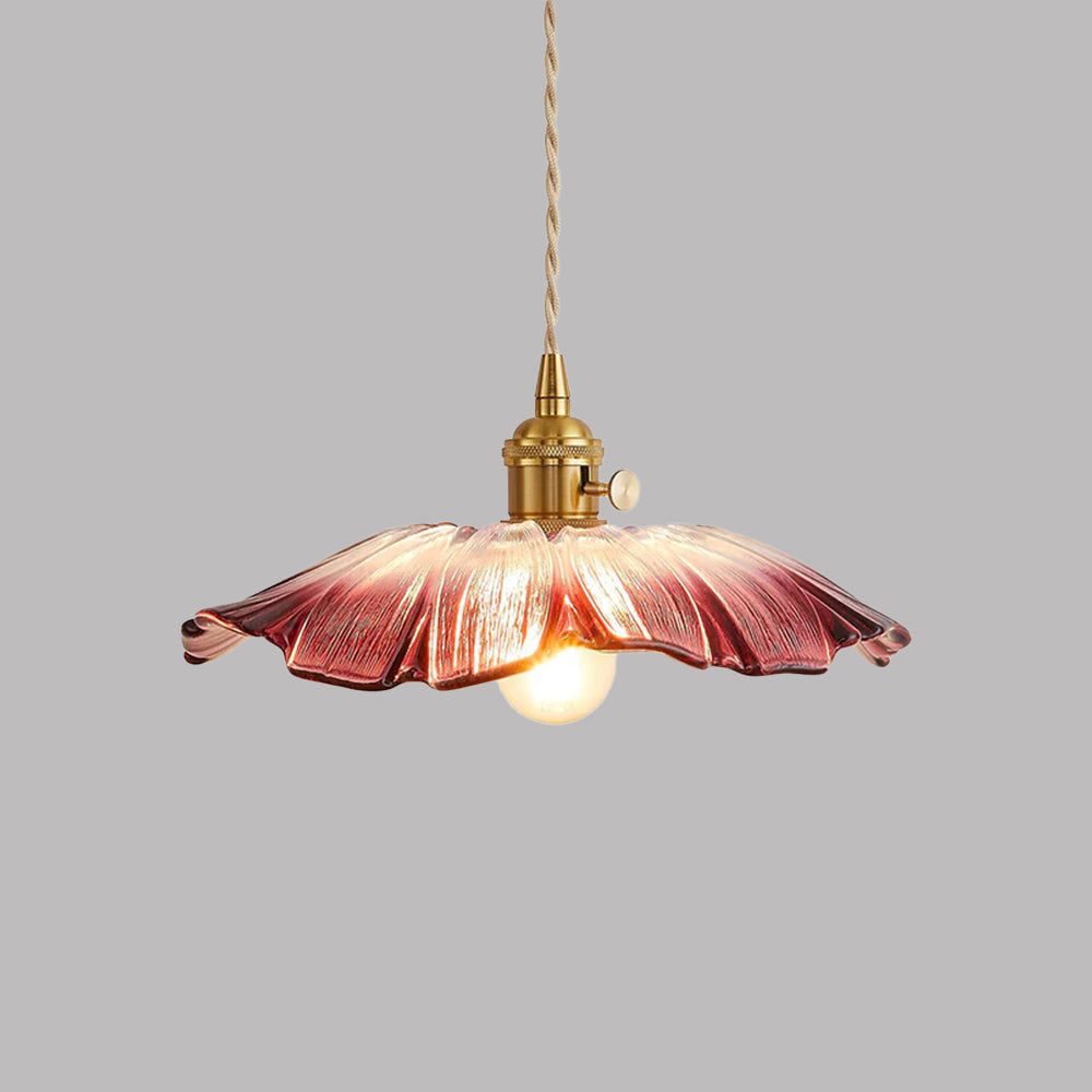 SUENTA Retro Pendelleuchte Aus Glas Mit Blumenmuster Esszimmer Lila Typ A: T28cm*H13