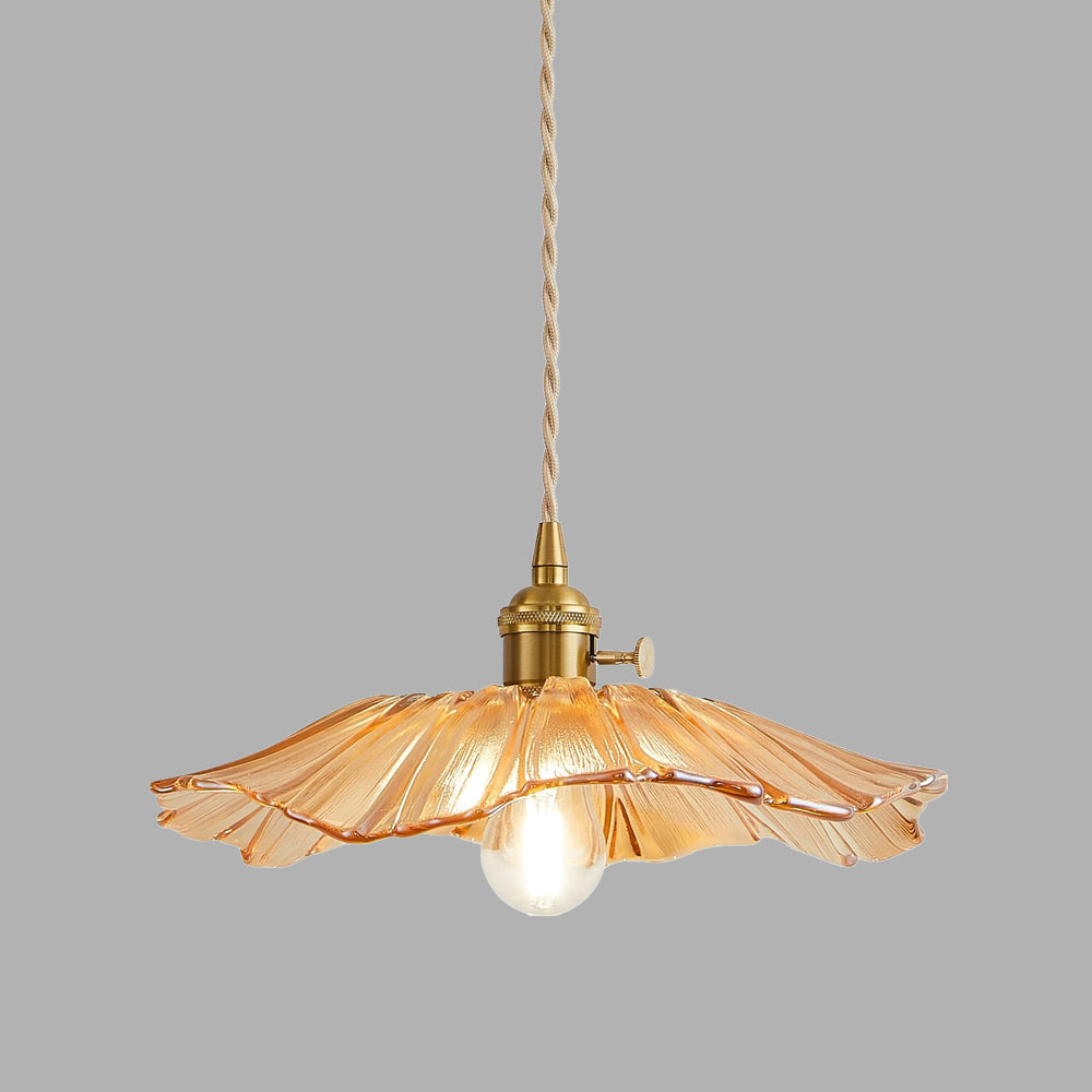 SUENTA Retro Pendelleuchte Aus Glas Mit Blumenmuster Esszimmer Bernstein Typ A: T28cm*H13