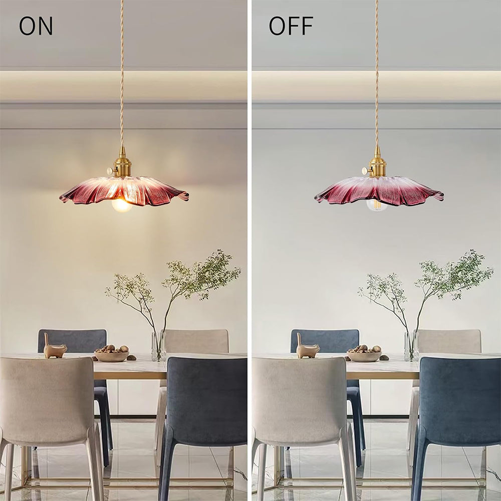 SUENTA Retro Pendelleuchte Aus Glas Mit Blumenmuster Esszimmer