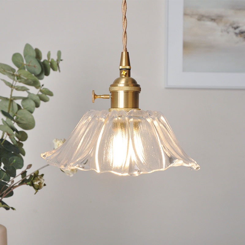SUENTA Retro Pendelleuchte Aus Glas Mit Blumenmuster Esszimmer Transparent Typ B: T19cm*H6