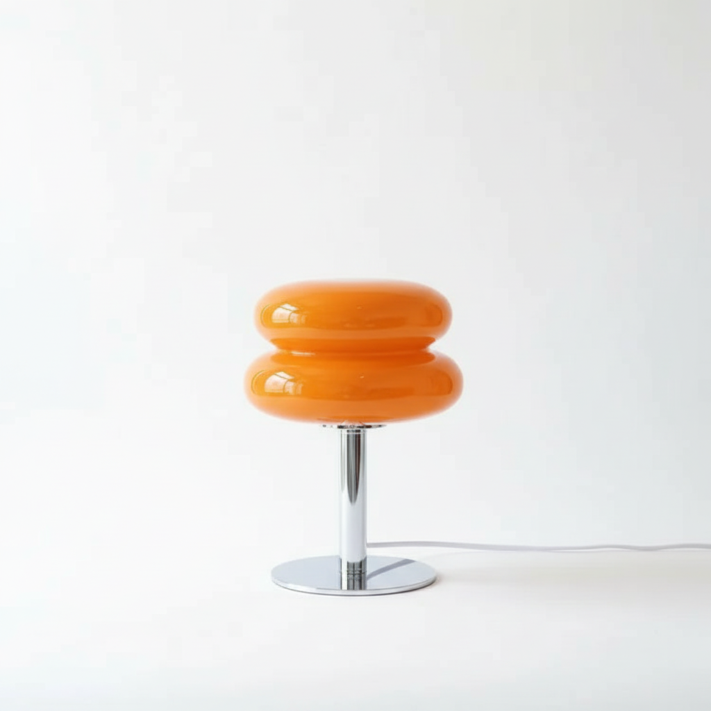 SUENTA Retro Tischlampe aus Glas und Metall – Elegante LED Tischleuchte