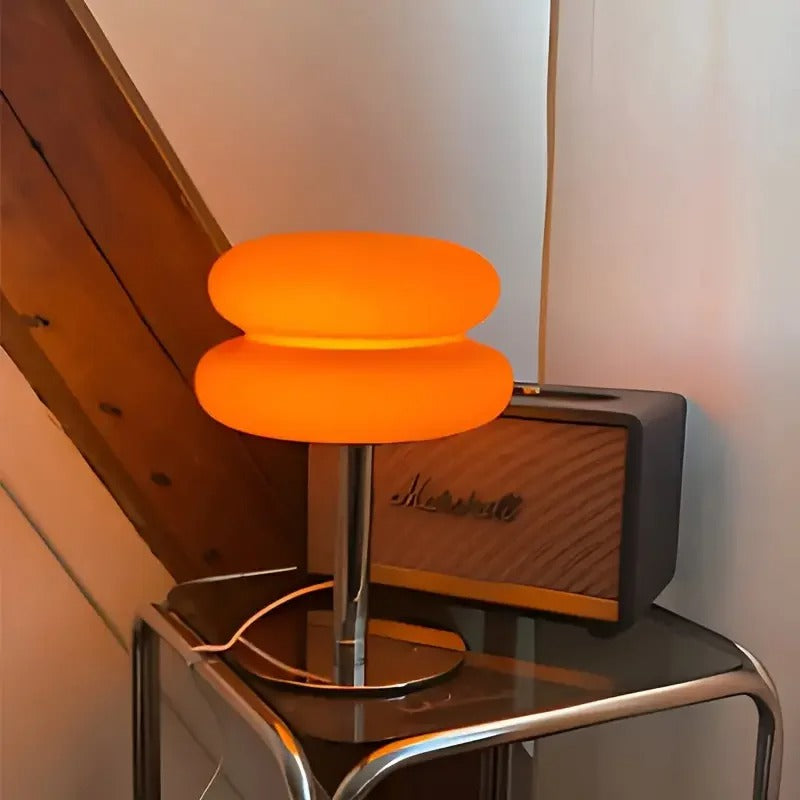 SUENTA Retro Tischlampe aus Glas und Metall – Elegante LED Tischleuchte