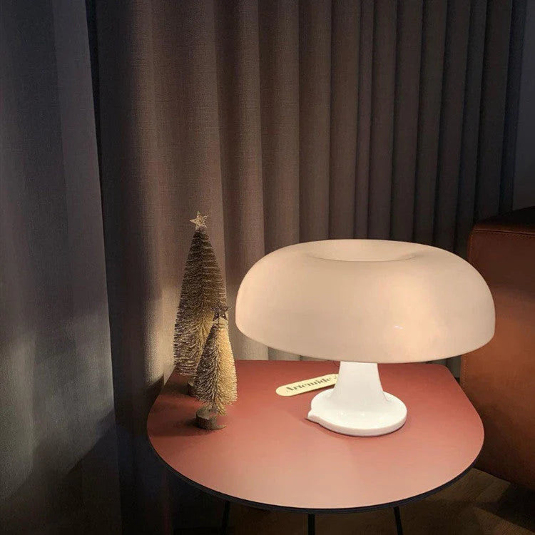 SUENTA Retro Tischlampe im Pilzdesign – LED Nachttischlampe mit Warmem Licht Weiß