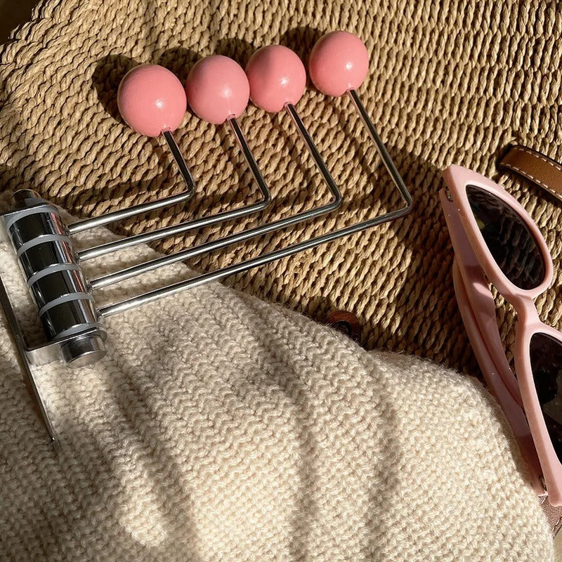 SUENTA Retro Wandhakenregal aus Edelstahl – Creme, 3 oder 4 Haken 4 Haken Rosa
